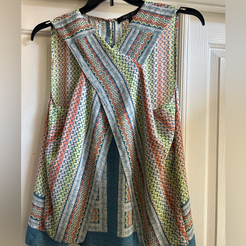 BCBGMaxAzria Multicolor Zigzag sleeveless blouse